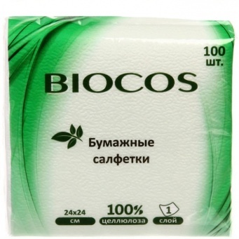 Купить Бумажные салфетки "BioCos", белые, упаковка 100 шт