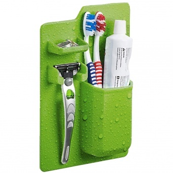 Купить Органайзер для бритвы и зубной пасты силиконовый, зеленый