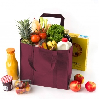 Купить Эко сумка-шоппер для продуктов многоразовая хозяйственная, бордовая