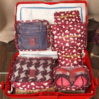 Купить Комплект из 6 органайзеров для багажа "Бордовый Цветок"