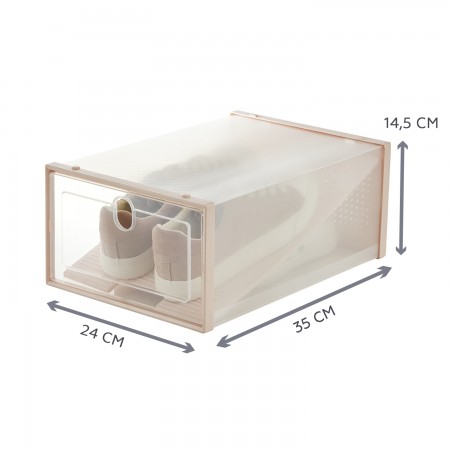 Купить Коробка для хранения обуви с разделителем Premium, набор из 12 шт, бежевая