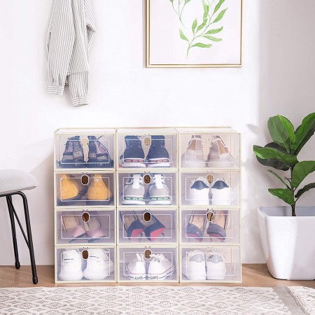 Купить Коробка для хранения обуви с разделителем Premium, набор из 12 шт, бежевая