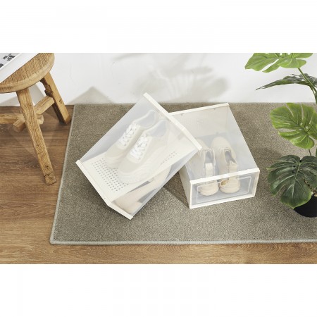 Купить Коробка для хранения обуви с разделителем Premium, набор из 12 шт, бежевая