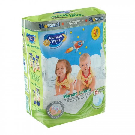 Купить Подгузники "Солнце и луна" размер 4/L на 7-14 кг, 14 шт.