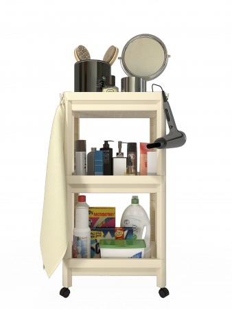 Купить Этажерка Vanilla 3 яруса на съемных колесиках