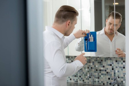 Купить Органайзер для бритвы и зубной пасты силиконовый, голубой