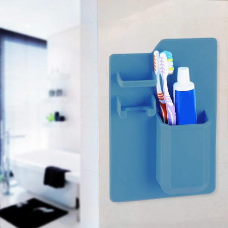 Купить Органайзер для бритвы и зубной пасты силиконовый, голубой