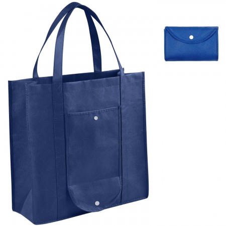 Купить Складная Эко сумка-пакет для продуктов многоразовая хозяйственная, темно-синяя