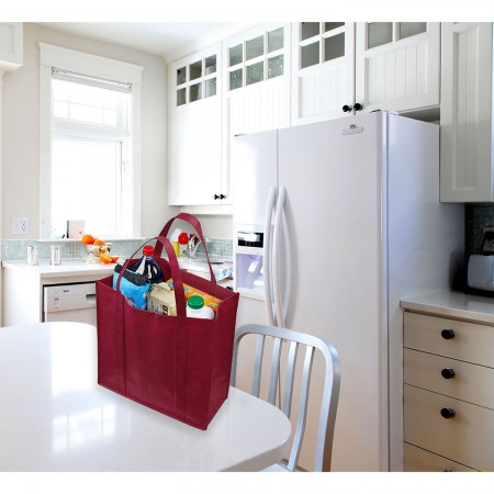 Купить Складная Эко сумка-пакет для продуктов многоразовая хозяйственная, бордовая