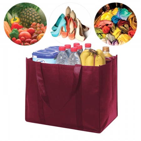 Купить Эко сумка-шоппер для продуктов многоразовая хозяйственная, бордовая