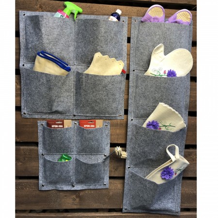 Купить Квадратный органайзер подвесной с 4 карманами, фетр (50х50 см)