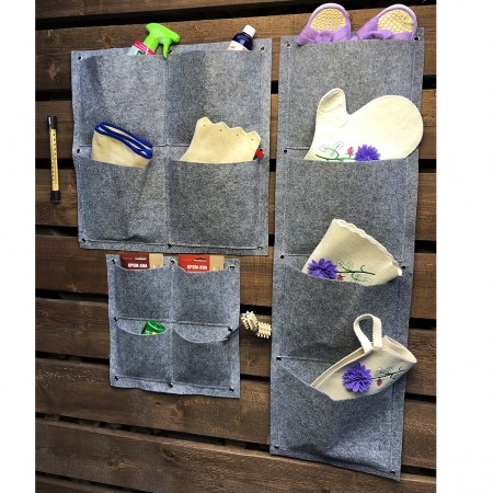 Купить Квадратный органайзер подвесной с 4 карманами, фетр (35х35 см)