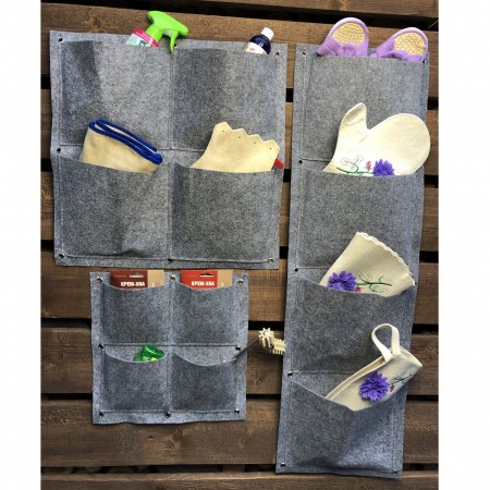 Купить Квадратный органайзер подвесной с 4 карманами, фетр (35х35 см)