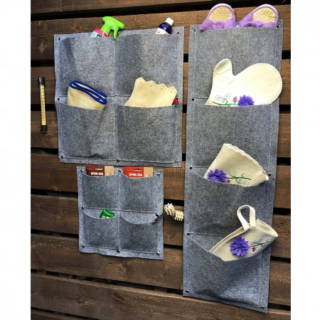 Купить Вертикальный органайзер подвесной с 4 карманами, фетр (30х100 см)