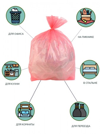 Купить Мешки для мусора с ароматом клубники 30 литров Homsu, размер M, 50*60 см, 120 шт (6 роликов x 20 шт)