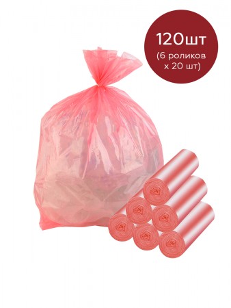 Купить Мешки для мусора с ароматом клубники 30 литров Homsu, размер M, 50*60 см, 120 шт (6 роликов x 20 шт)