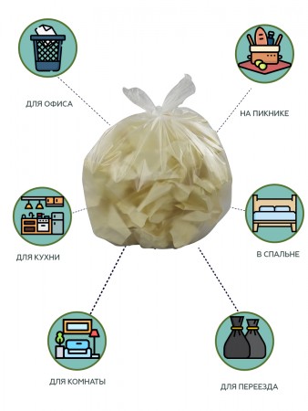 Купить Мешки для мусора с ароматом ванили 30 литров Homsu, размер M, 50*60 см, 120 шт (6 роликов x 20 шт)