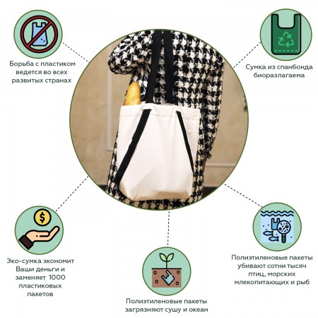 Купить Эко сумка шоппер с объемным дном 43x40x15, усиленные ручки