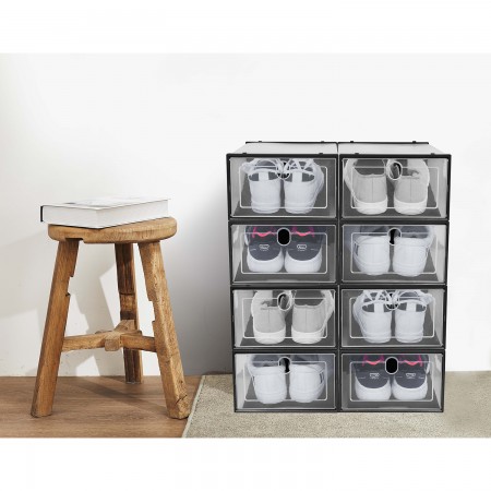 Купить Коробка для хранения обуви с разделителем Premium, набор из 12 шт, черная