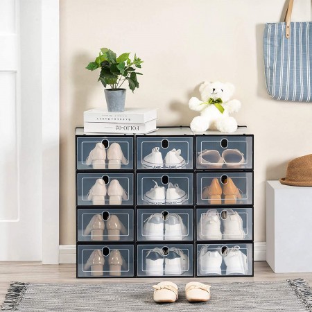 Купить Коробка для хранения обуви с разделителем Premium, набор из 6 шт, черная