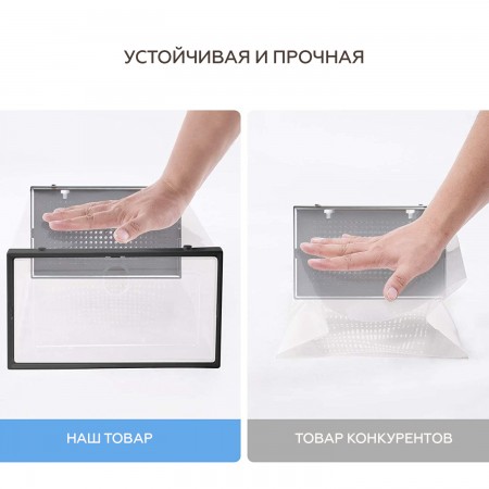 Купить Коробка для хранения обуви с разделителем Premium, набор из 12 шт, черная