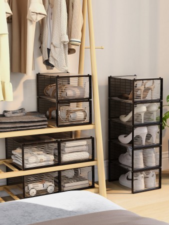 Купить Коробка для хранения обуви Crystal Clear, набор из 6шт, черные (34x24x16cm)