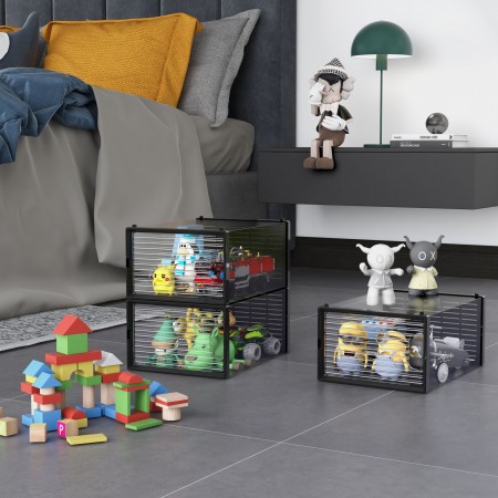 Купить Коробка для хранения обуви Crystal Clear, набор из 6шт, черные (34x24x16cm)