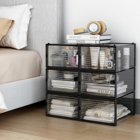 Купить Коробка для хранения обуви Crystal Clear, набор из 6шт, черные (34x24x16cm)