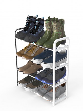 Купить Полка для обуви белая, 4 яруса