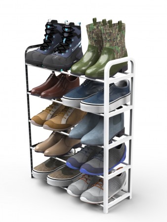 Купить Полка для обуви белая, 5 ярусов